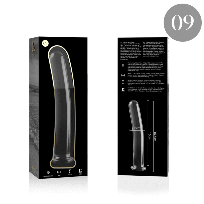 NEBULA SERIES BY IBIZA - MODEL 9 DILDO BOROSILICATE GLASS CLEAR 15.5 CM -O- 2.5 CM - ToysByMonk