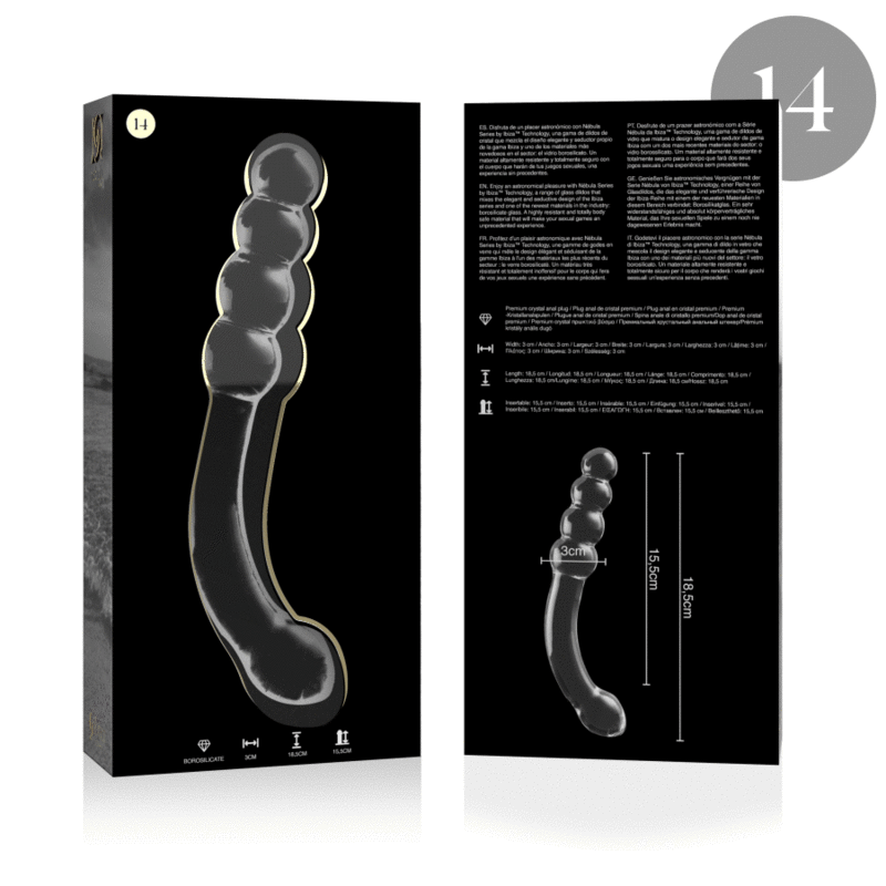 NEBULA SERIES BY IBIZA - MODEL 14 DILDO BOROSILICATE GLASS CLEAR 18.5 CM -O- 3 CM - ToysByMonk