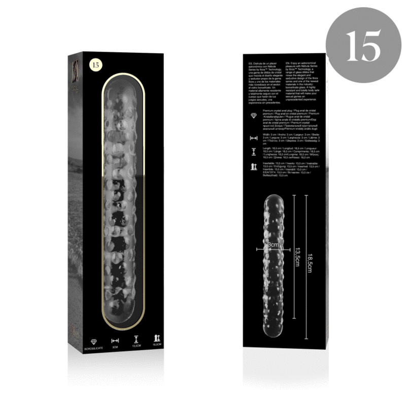 NEBULA SERIES BY IBIZA - MODEL 15 DILDO BOROSILICATE GLASS CLEAR 18.5 CM -O- 3 CM - ToysByMonk