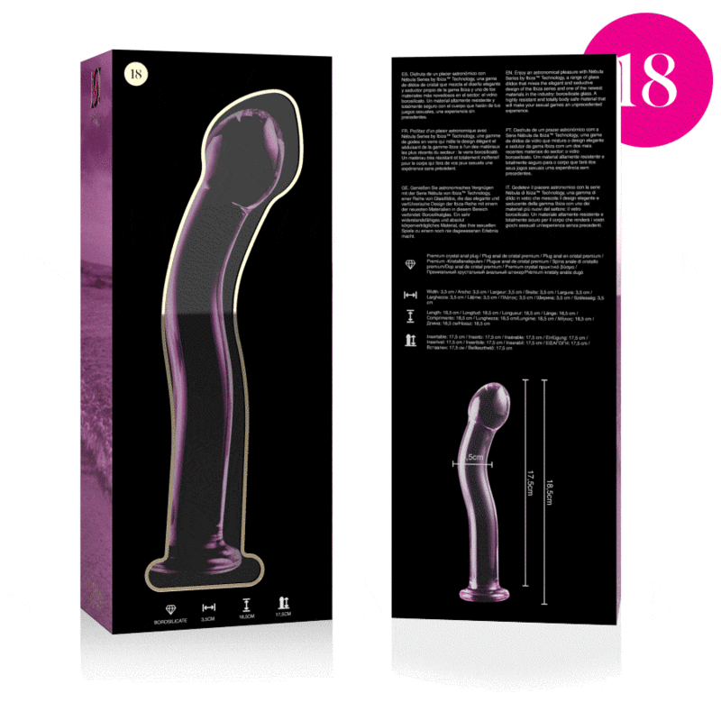 NEBULA SERIES BY IBIZA - MODEL 18 DILDO BOROSILICATE GLASS CLEAR 18.5 CM -O- 3.5 CM - ToysByMonk