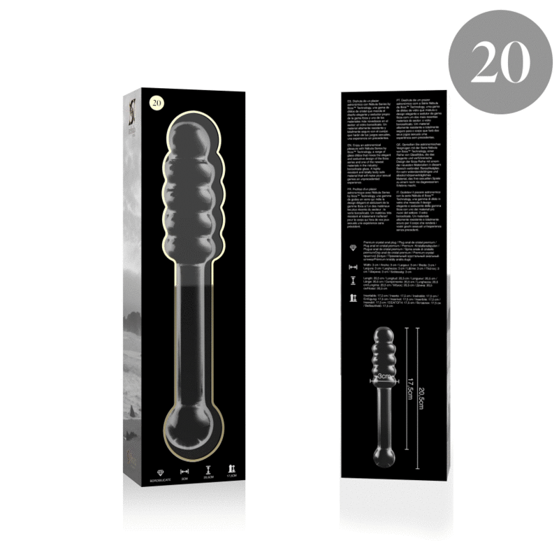 NEBULA SERIES BY IBIZA - MODEL 20 DILDO BOROSILICATE GLASS CLEAR 20.5 CM -O- 3 CM - ToysByMonk