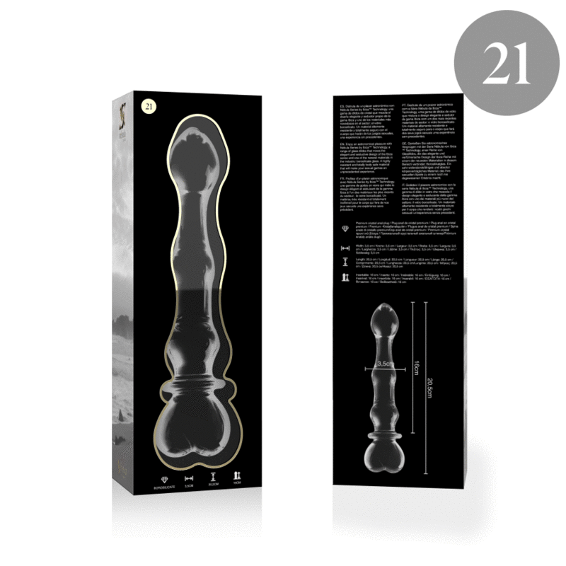 NEBULA SERIES BY IBIZA - MODEL 21 DILDO BOROSILICATE GLASS CLEAR 20.5 CM -O- 3.5 CM - ToysByMonk