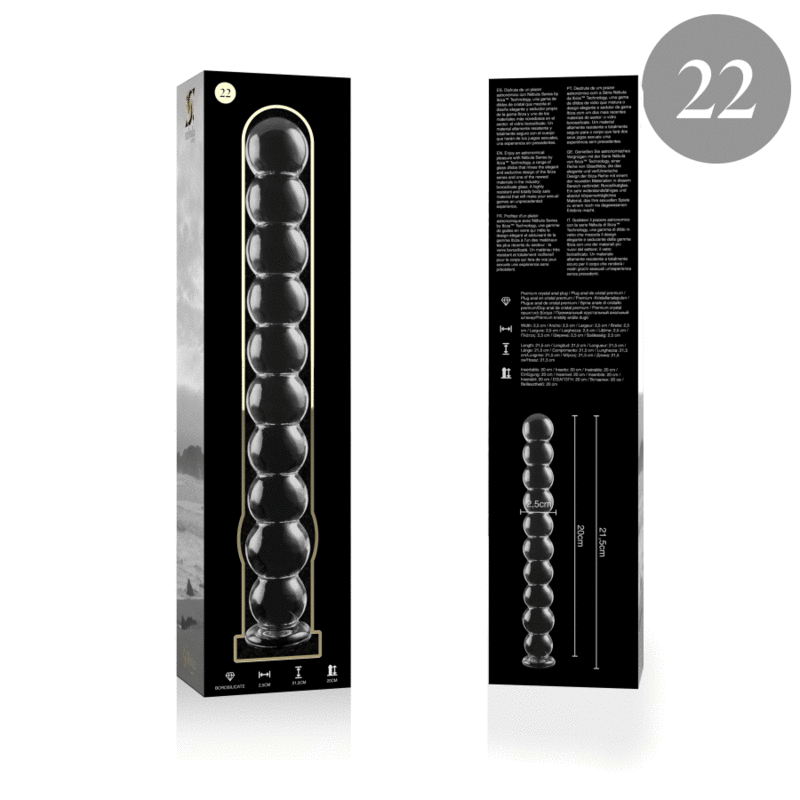 NEBULA SERIES BY IBIZA - MODEL 22 DILDO BOROSILICATE GLASS CLEAR 21.5 CM -O- 2.5 CM - ToysByMonk