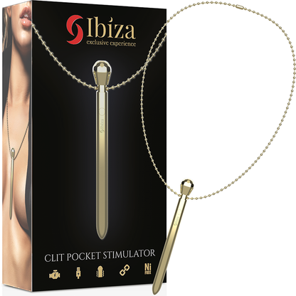 IBIZA - CLIT POCKET STIMULATOR NECKLACE USB CHARGER 12 VIBRATION MODES GOLDEN 12,2 X 1,5 - ToysByMonk