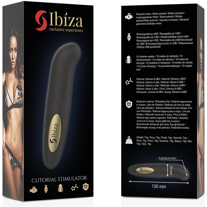 IBIZA - CLIT STIMULATOR USB CHARGER 10 VIBRATION MODES GOLDEN 13 X 2,9 IBIZA TECHNOLOGY
