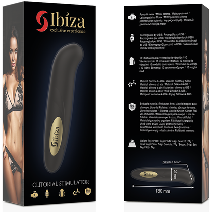 IBIZA - CLIT STIMULATOR USB CHARGER 10 VIBRATION MODES GOLDEN 13 X 2,9 IBIZA TECHNOLOGY
