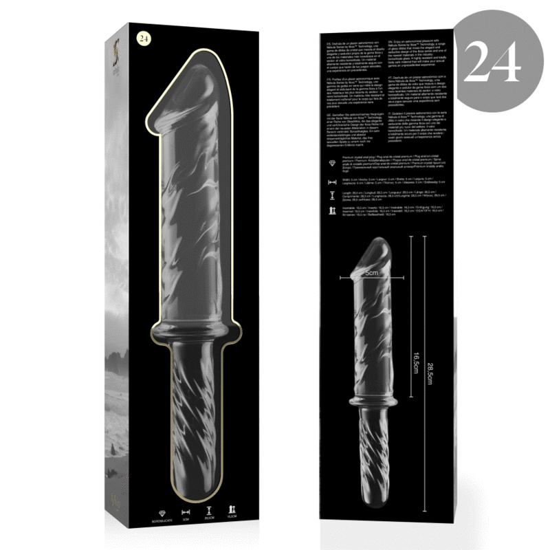 NEBULA SERIES BY IBIZA - MODEL 24 DILDO BOROSILICATE GLASS CLEAR 28.5 CM -O- 5 CM - ToysByMonk