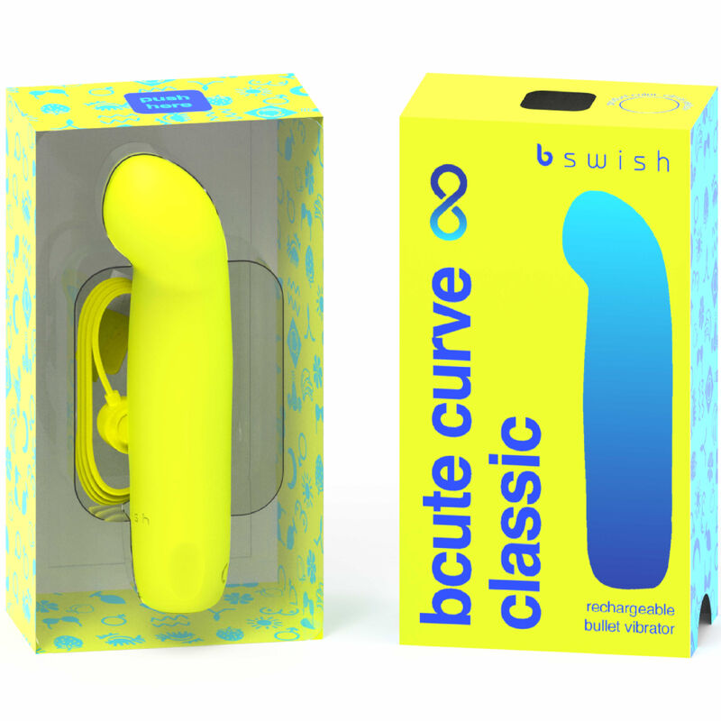 B SWISH - BCUTE CURVE INFINITE CLASSIC RECHARGEABLE SILICONE VIBRATOR YELLOW - ToysByMonk