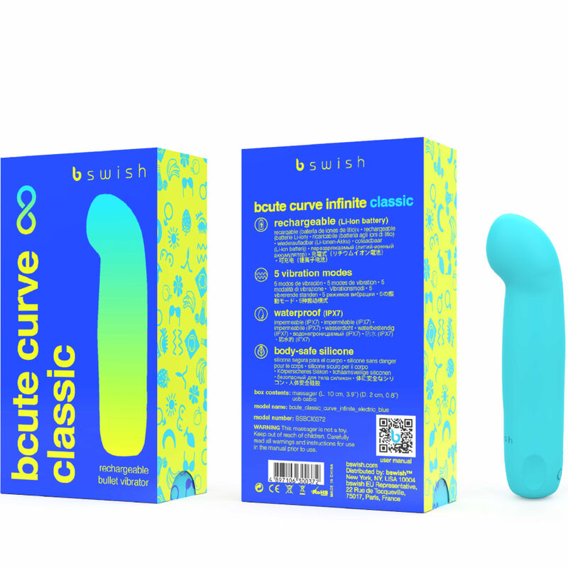 B SWISH - BCUTE CURVE INFINITE CLASSIC RECHARGEABLE VIBRATOR BLUE SILICONE - ToysByMonk