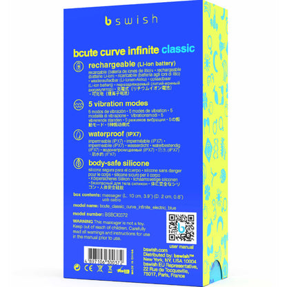 B SWISH - BCUTE CURVE INFINITE CLASSIC RECHARGEABLE VIBRATOR BLUE SILICONE - ToysByMonk