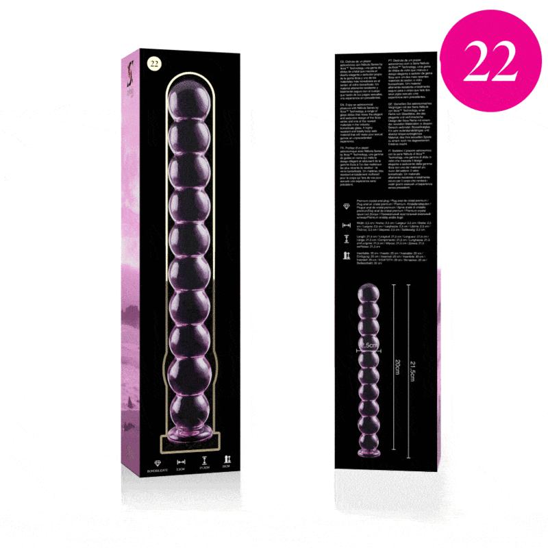 NEBULA SERIES BY IBIZA - MODEL 22 DILDO BOROSILICATE GLASS CLEAR 21.5 CM -O- 2.5 CM - ToysByMonk