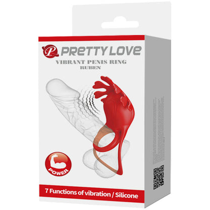 PRETTY LOVE - RUBEN VIBRATOR RING 7 VIBRATIONS SILICONE RED PRETTY LOVE MALE