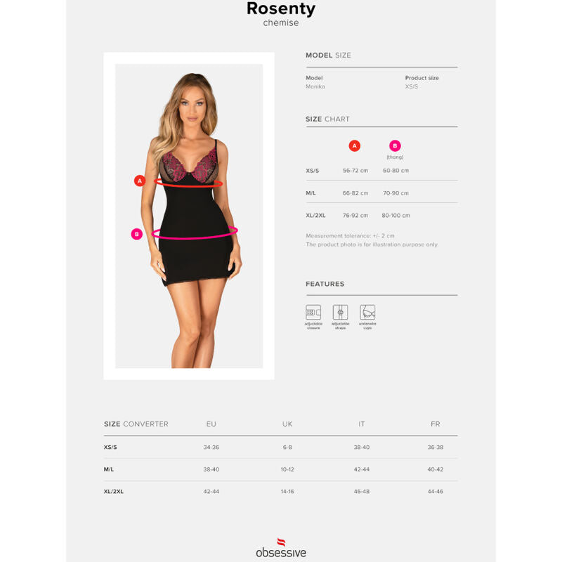 OBSESSIVE - ROSENTY CHEMISE & THONG XS/S - ToysByMonk