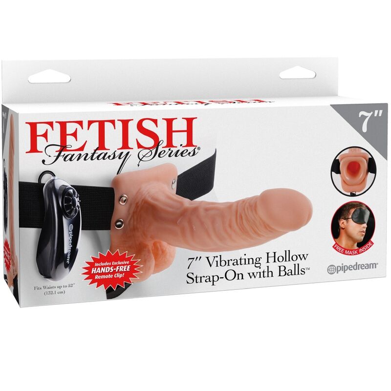 FETISH FANTASY SERIES - ADJUSTABLE HARNESS REMOTE CONTROL REALISTIC PENIS WITH TESTICLES 17.8 CM FETISH FANTASY SERIES