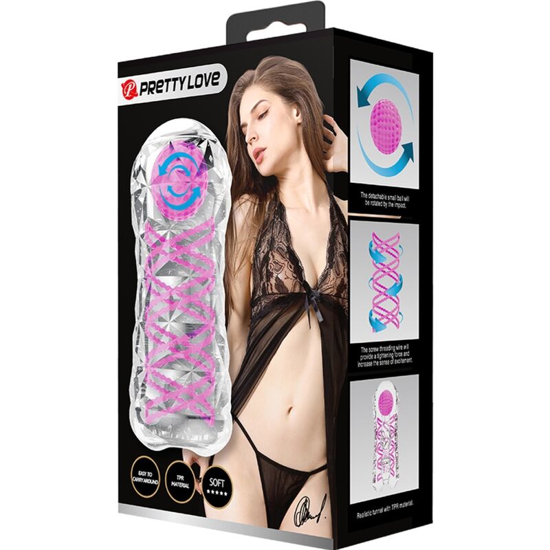 PRETTY LOVE - FANTASY MALE MASTURBATOR WITH INTERNAL SPIRAL AND TRANSPARENT BALLS PRETTY LOVE MALE