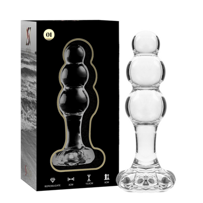 NEBULA SERIES BY IBIZA - MODEL 1 ANAL PLUG BOROSILICATE GLASS CLEAR 10.5 CM -O- 3 CM - ToysByMonk