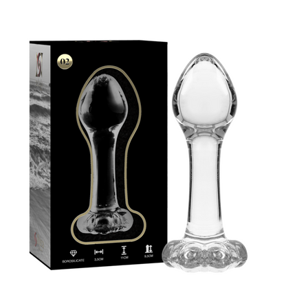 NEBULA SERIES BY IBIZA - MODEL 2 ANAL PLUG BOROSILICATE GLASS CLEAR 11 CM -O- 3.5 CM - ToysByMonk