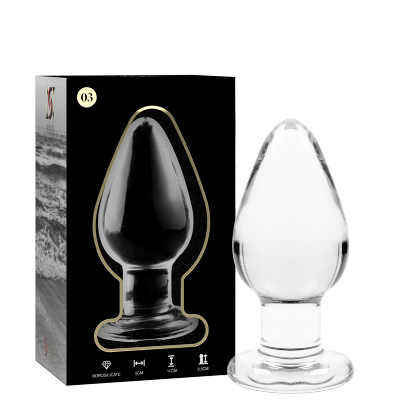 NEBULA SERIES BY IBIZA - MODEL 3 ANAL PLUG BOROSILICATE GLASS TRANSPARENT 11 CM -O- 5 CM - ToysByMonk