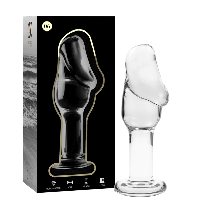 NEBULA SERIES BY IBIZA - MODEL 6 ANAL PLUG BOROSILICATE GLASS CLEAR 12.5 CM -O- 4 CM - ToysByMonk
