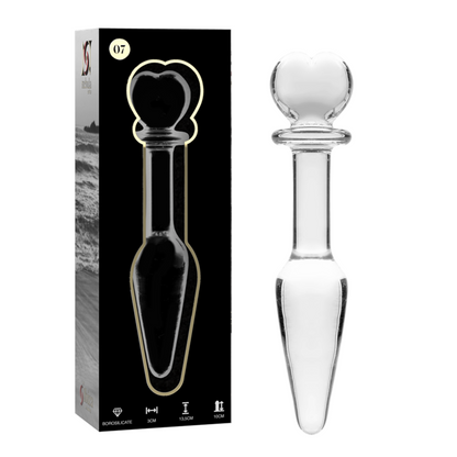 NEBULA SERIES BY IBIZA - MODEL 7 ANAL PLUG BOROSILICATE GLASS CLEAR 13.5 CM -O- 3 CM - ToysByMonk