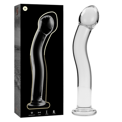 NEBULA SERIES BY IBIZA - MODEL 18 DILDO BOROSILICATE GLASS CLEAR 18.5 CM -O- 3.5 CM - ToysByMonk
