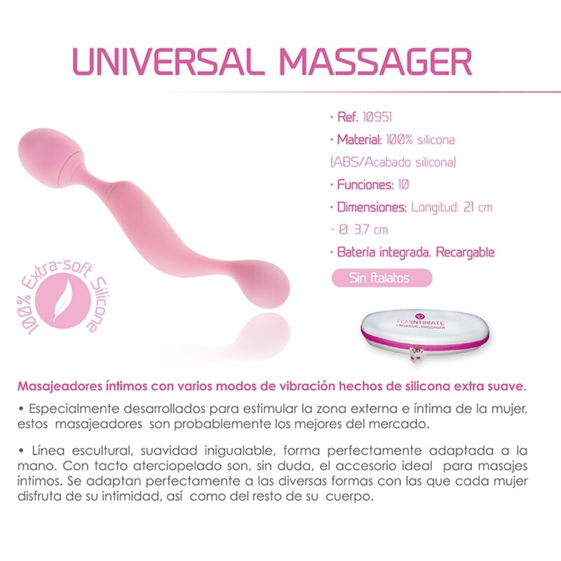 FEMINTIMATE - UNIVERSAL MASSAGER SILICONE VIBRATOR PINK - ToysByMonk