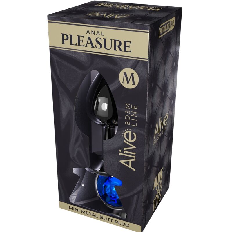 ALIVE - ANAL PLEASURE MINI PLUG METAL BLUE SIZE M - ToysByMonk