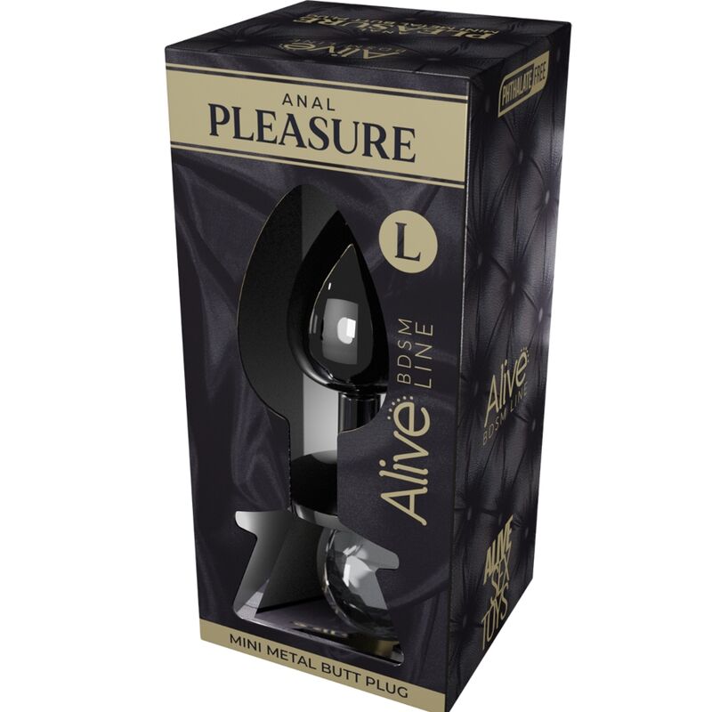 ALIVE - ANAL PLEASURE MINI PLUG METAL BLACK SIZE L - ToysByMonk