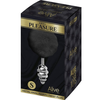 ALIVE - ANAL PLEASURE PLUG SPIRAL METAL FLUFFY BLACK SIZE S - ToysByMonk