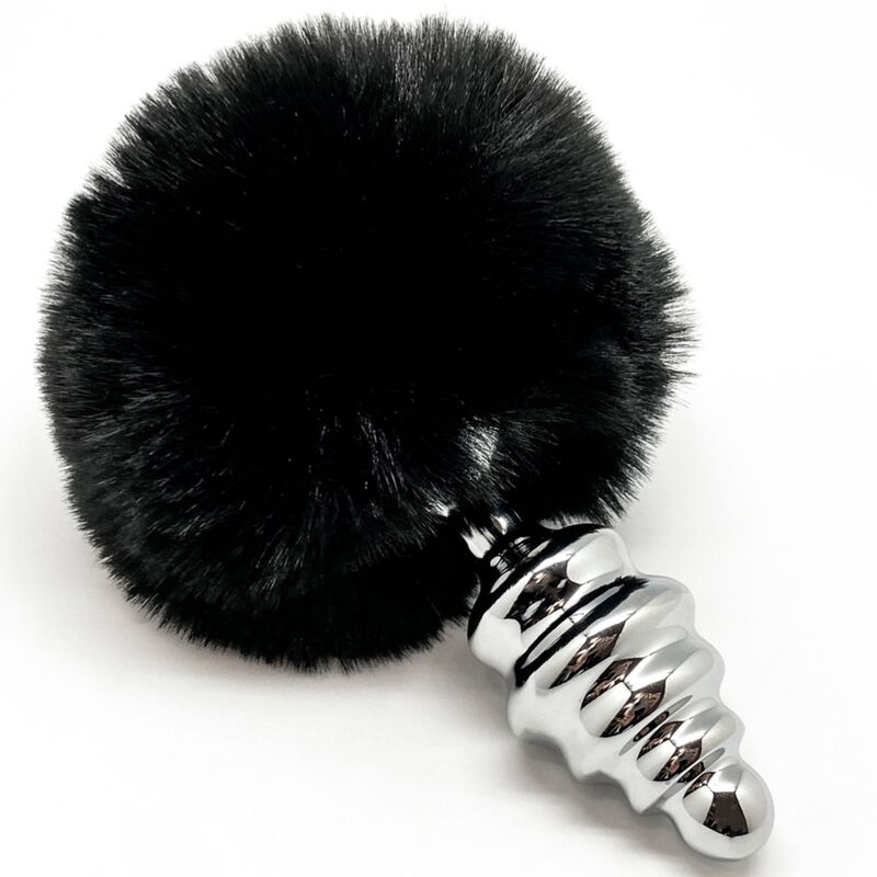 ALIVE - ANAL PLEASURE PLUG SPIRAL METAL FLUFFY BLACK SIZE S - ToysByMonk