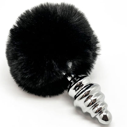 ALIVE - ANAL PLEASURE PLUG SPIRAL METAL FLUFFY BLACK SIZE S - ToysByMonk
