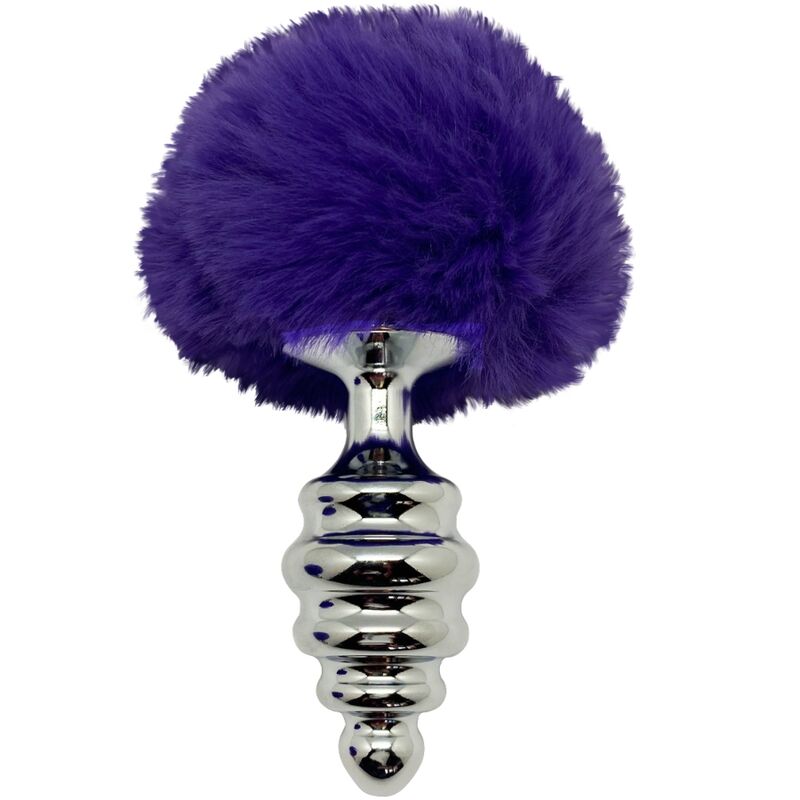 ALIVE - ANAL PLEASURE PLUG SPIRAL METAL FLUFFY DARK VIOLET SIZE M - ToysByMonk