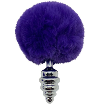 ALIVE - ANAL PLEASURE PLUG SPIRAL METAL FLUFFY DARK VIOLET SIZE M - ToysByMonk