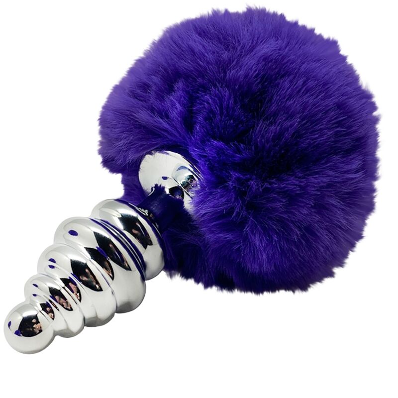 ALIVE - ANAL PLEASURE PLUG SPIRAL METAL FLUFFY DARK VIOLET SIZE M - ToysByMonk
