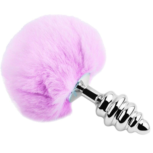 ALIVE - ANAL PLEASURE PLUG SPIRAL METAL FLUFFY VIOLET SIZE M - ToysByMonk