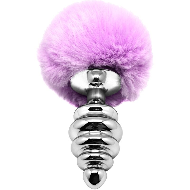 ALIVE - ANAL PLEASURE PLUG SPIRAL METAL FLUFFY VIOLET SIZE M - ToysByMonk