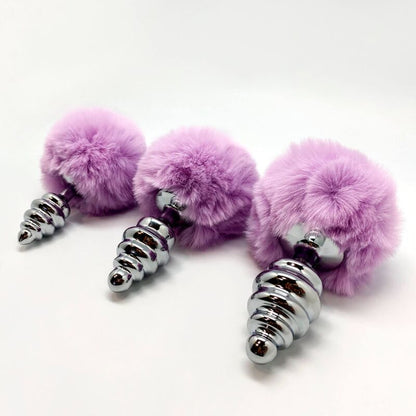 ALIVE - ANAL PLEASURE PLUG SPIRAL METAL FLUFFY VIOLET SIZE S - ToysByMonk