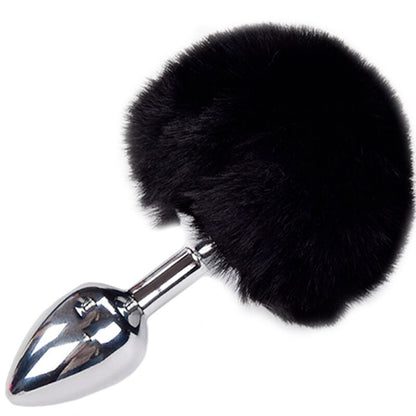 ALIVE - ANAL PLEASURE PLUG SMOOTH METAL FLUFFY BLACK SIZE S - ToysByMonk