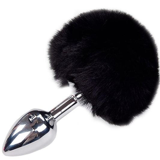 ALIVE - ANAL PLEASURE PLUG SMOOTH METAL FLUFFY BLACK SIZE S - ToysByMonk