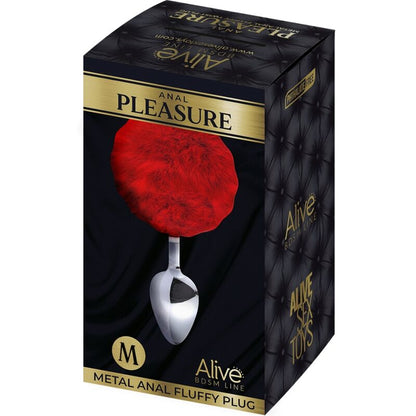 ALIVE - ANAL PLEASURE PLUG SMOOTH METAL FLUFFY RED SIZE M - ToysByMonk
