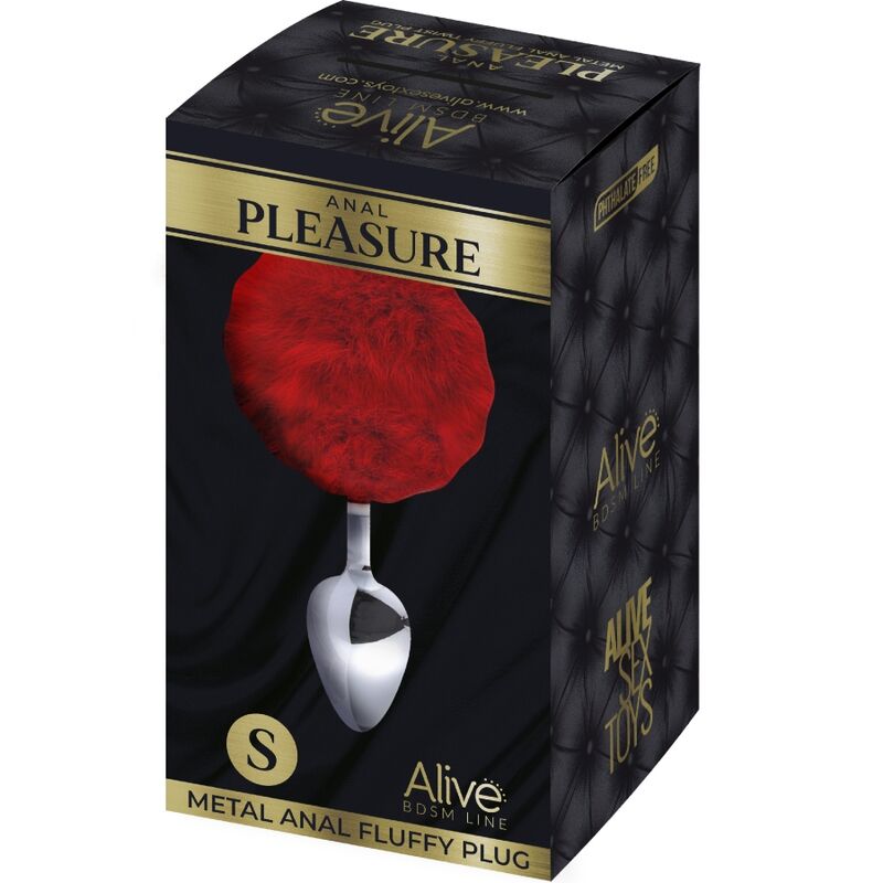 ALIVE - ANAL PLEASURE PLUG SMOOTH METAL FLUFFY RED SIZE S ALIVE