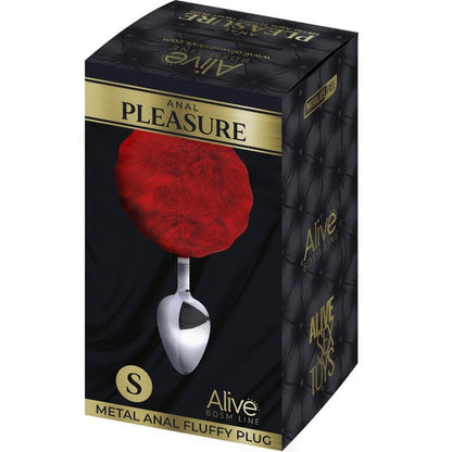 ALIVE - ANAL PLEASURE PLUG SMOOTH METAL FLUFFY RED SIZE S ALIVE