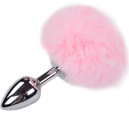 ALIVE - ANAL PLEASURE PLUG SMOOTH METAL FLUFFY PINK SIZE L - ToysByMonk