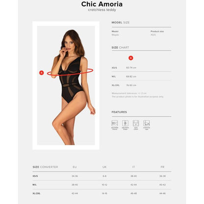 OBSESSIVE - CHIC AMORIA CROTCHLESS TEDDY XS/S - ToysByMonk