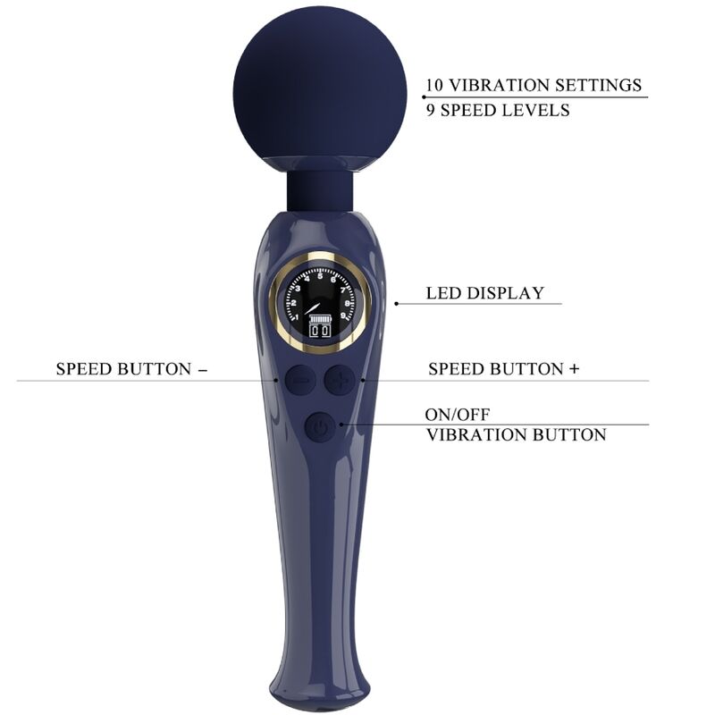 PRETTY LOVE - SKYLER VIBRATOR WAND BLUE PRETTY LOVE LED