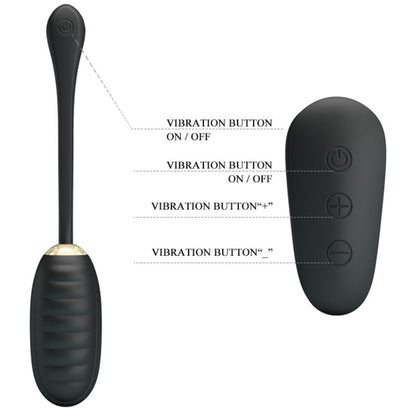 PRETTY LOVE - DOREEN LUXURY RECHARGEABLE VIBRATING EGG BLACK - ToysByMonk