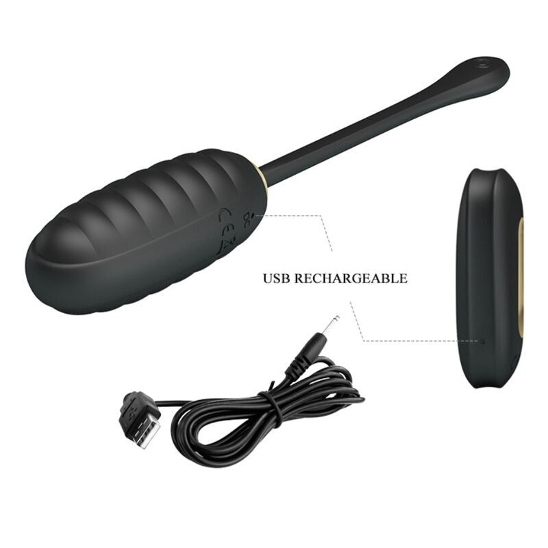 PRETTY LOVE - DOREEN LUXURY RECHARGEABLE VIBRATING EGG BLACK - ToysByMonk