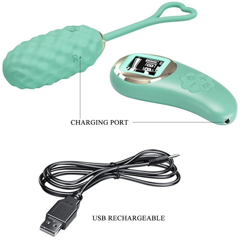 PRETTY LOVE - VIVIAN GREEN REMOTE CONTROL VIBRATING EGG PRETTY LOVE LED