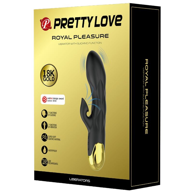 PRETTY LOVE - BLACK RECHARGEABLE GOLD PLATED LUXURY VIBRATOR - ToysByMonk