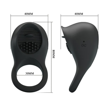 PRETTY LOVE - VIBRATING PENIS RING WITH BLACK TONGUE - ToysByMonk